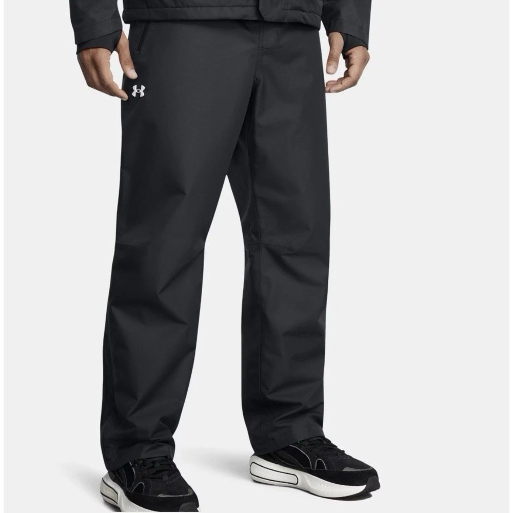 Under Armour Rain Pants Stormproof Lined Men 4XL Black Waterproof 1369255-001 - Picture 3 of 7